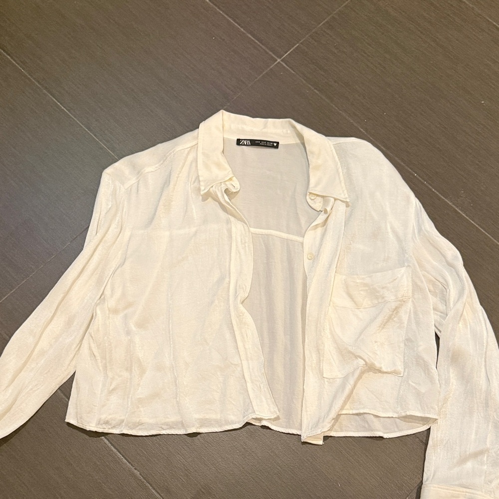 Zara Cream Button Down Shirt